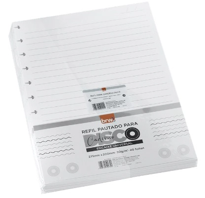 Refil Miolo Branco Cad Disco Paut C/40fls 272mmx200mm Brw