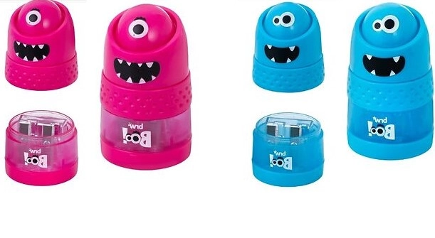 Apontador Plastico E Borracha Boo Azul/rosa Brw