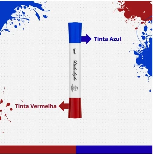 Marcador Quadro Branco Ponta Dupla Azul/vermelho Brw