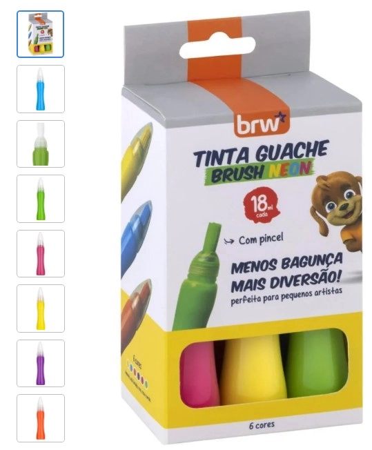 Tinta Guache Brush C/6 Cores Basicas 18ml Brw