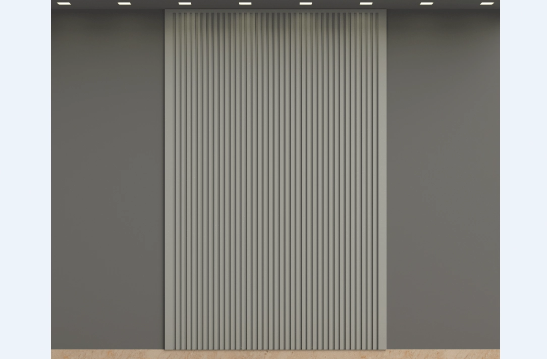 Painel Ripado Metálico - Kit Infinity Wall Lystra 12pçs - Cor Cinza Platina/primer - Caixa Com 5,90m²