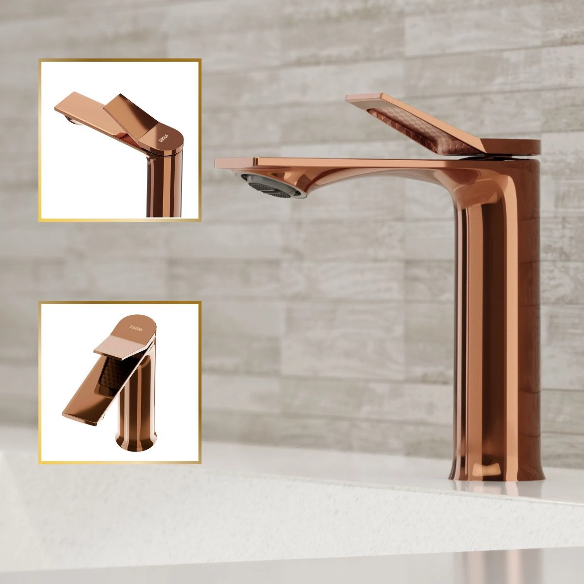 Torneira Misturador Para Banheiro 100% Metal Premium Berlim Rose Gold