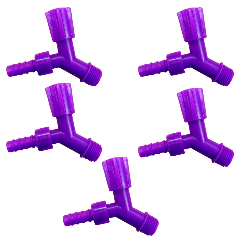 Kit 5 Torneiras Para Tanque E Jardim Bico 3/4 Roxo Neon