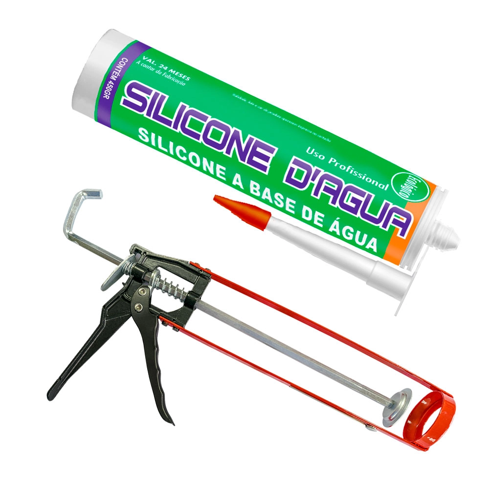 Kit Silicone Preto 450g Selante Acrílico Com Aplicador