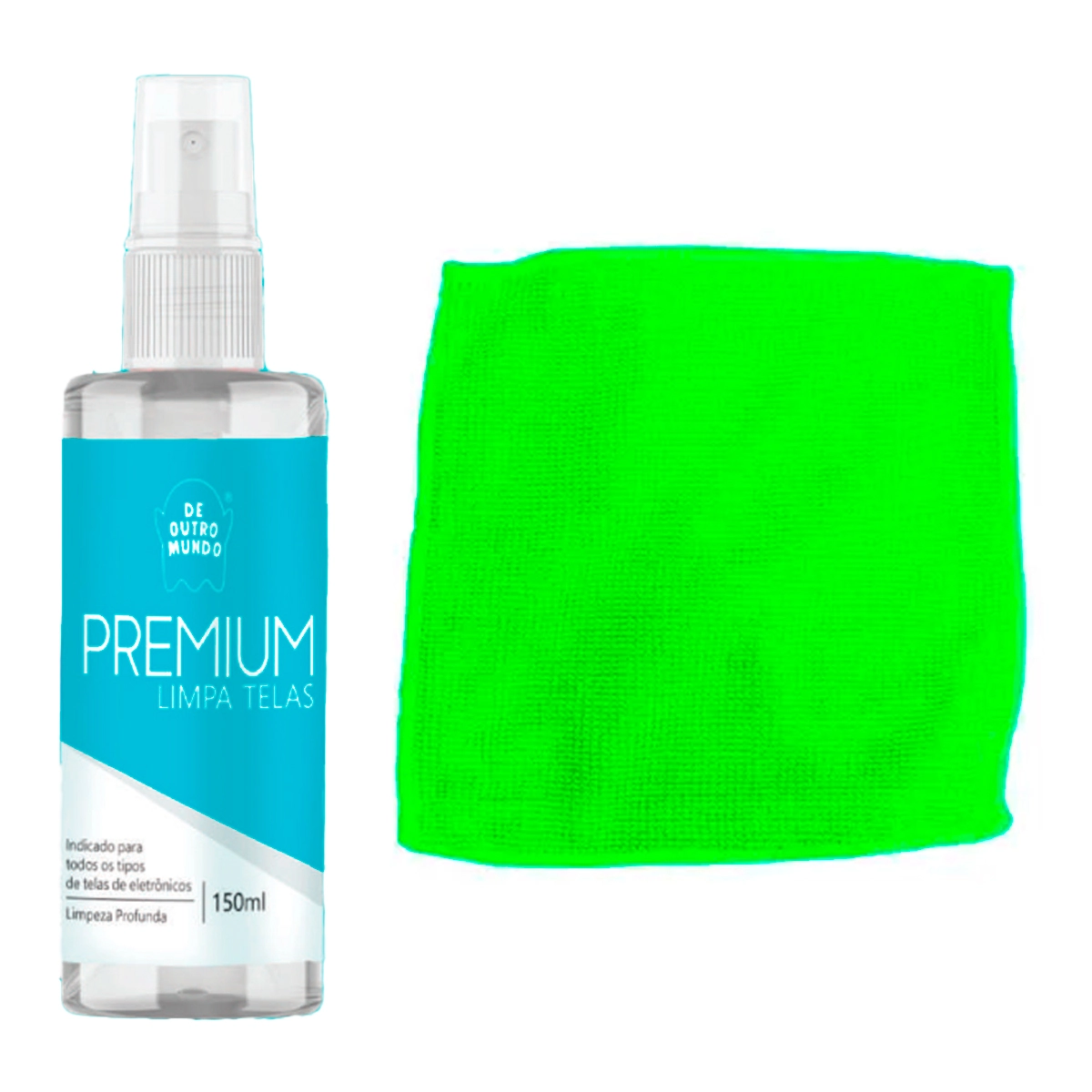Kit Limpa Telas De Outro Mundo 150ml Com Pano Verde Claro