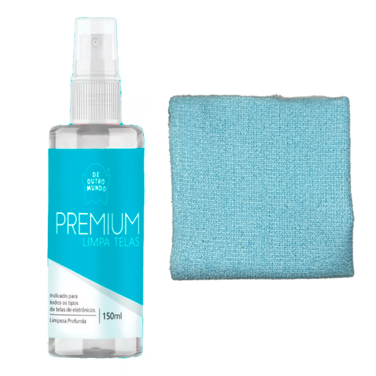 Kit Limpa Telas De Outro Mundo 150ml Com Pano Azul Claro