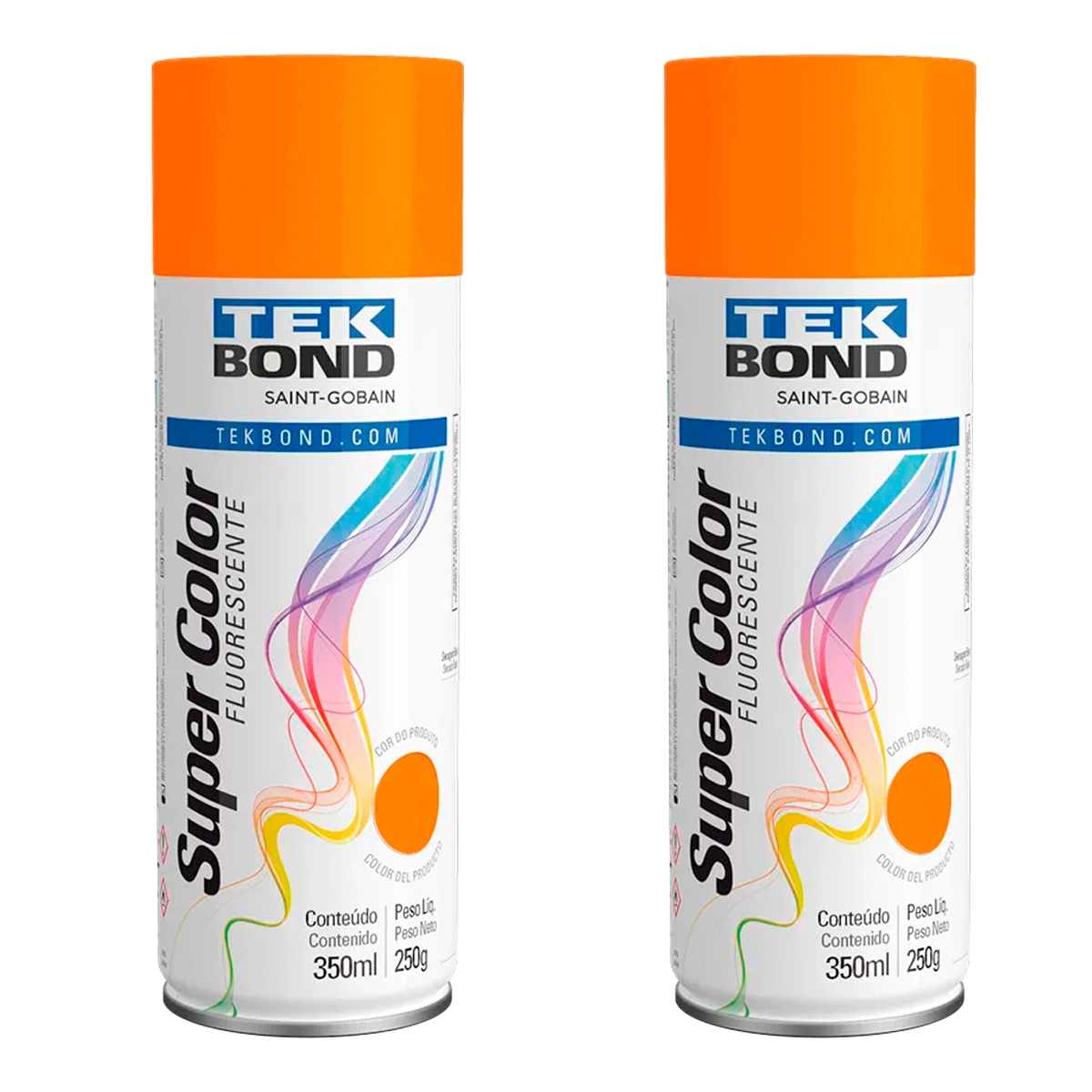 Kit 2 Tinta Tekbond Laranja Florescente 350ml