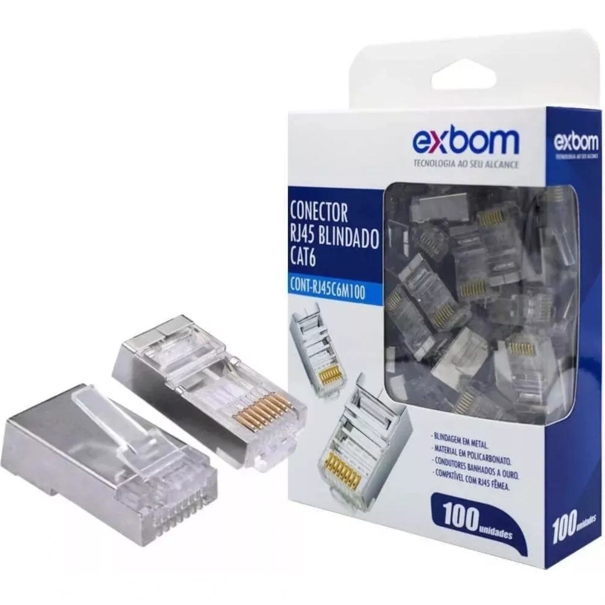 Kit 40 Conector Blindado Rj45 Cristal 8p8c Cat6