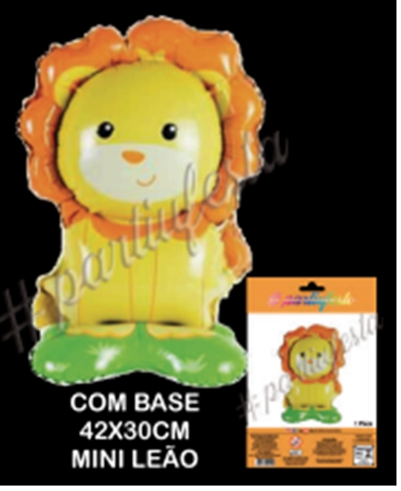 Balao Metalizado Com Base Mini Leao 42x30cm