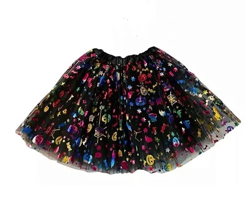 Saia Tule Preta 3 Camadas Mix Met Halloween Partiu Festa
