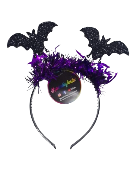 Tiara Morcego Halloween 12cm Partiu Festa