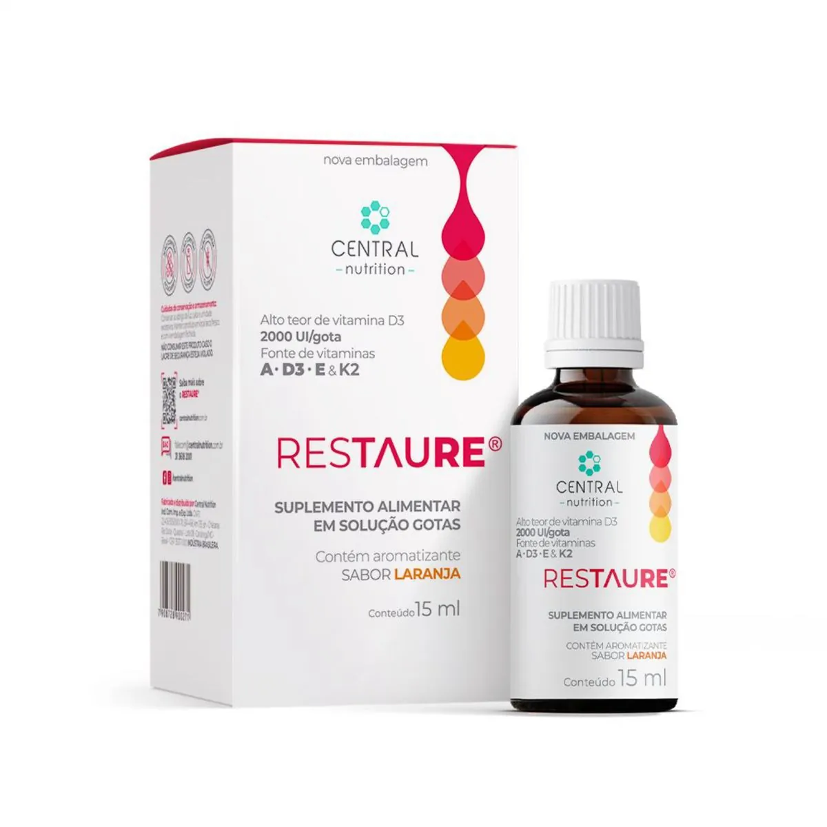 Restaure 15ml - Vitamina A, D3, E e K2 - Central Nutrition