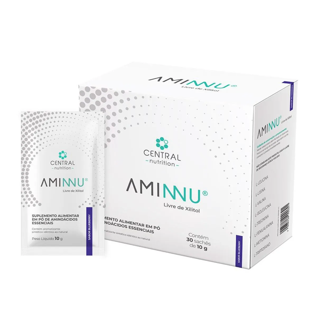 AMINNU® - Sem Xilitol - 10g 30 Sachês - Blueberry