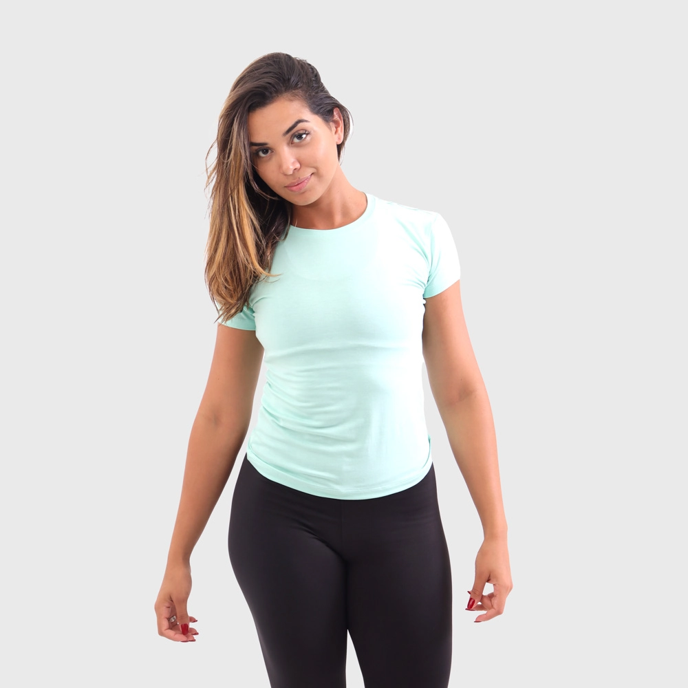 Camiseta Baby Look Viscolycra Feminina Cor Verde Tamanho G