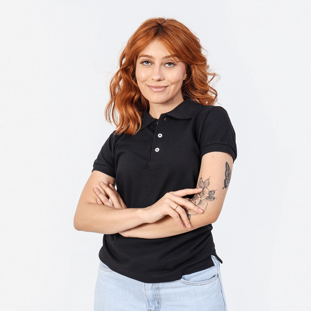 Camisa Polo Feminina Cor Preto Tamanho Gg