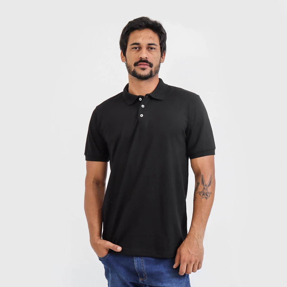 Camisa Polo Masculina Cor Preta Tamanho Gg