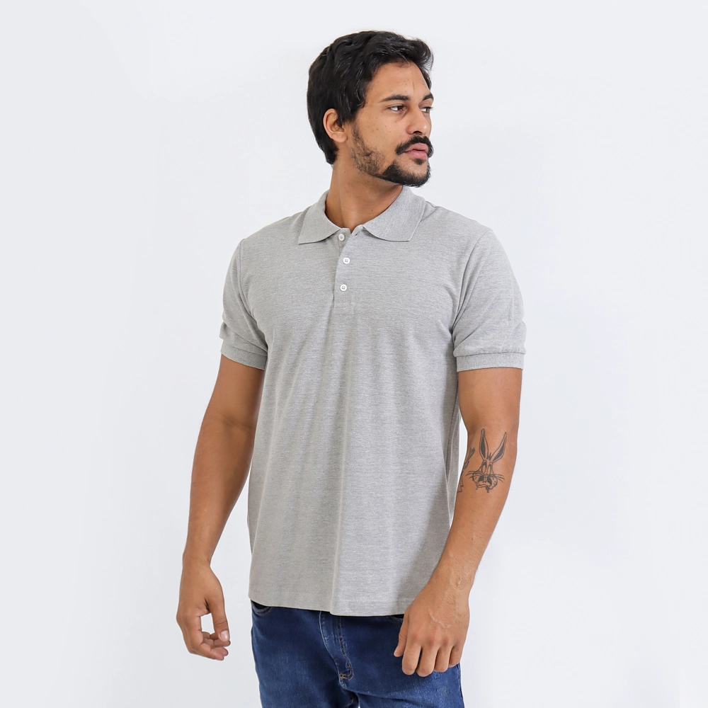 Camisa Polo Masculina Cor Cinza Tamanho P