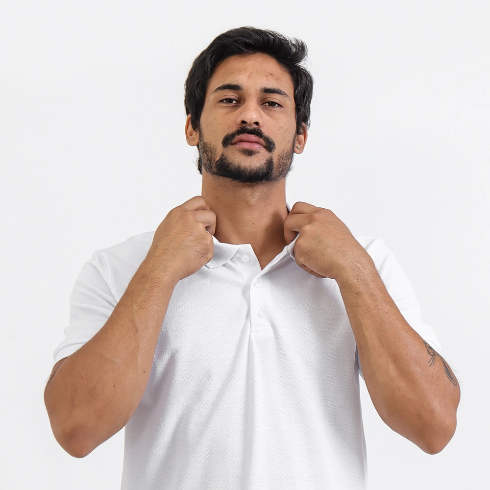 Camisa Polo Masculina Cor Branca Tamanho P