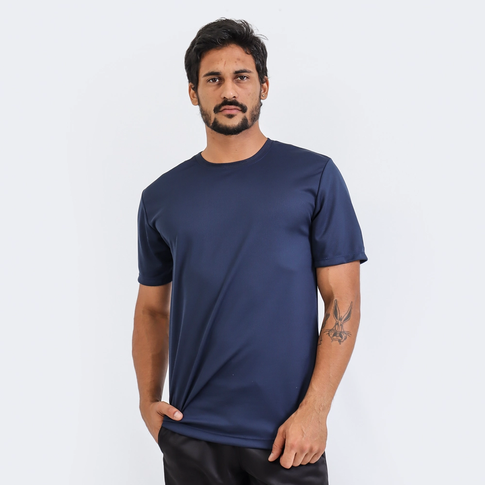 Camiseta Dry Fit Masculina Cor Azul Marinho Tamanho M