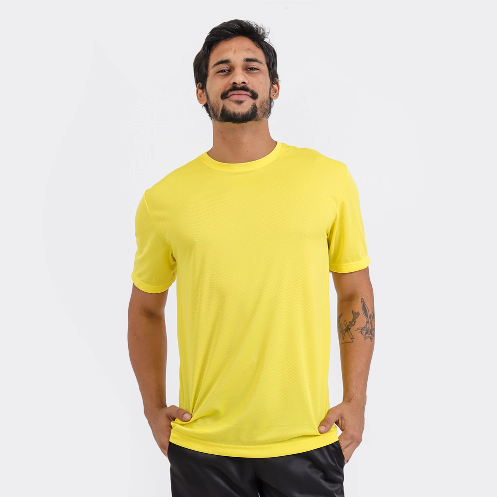 Camiseta Dry Fit Masculina Cor Amarelo Tamanho G