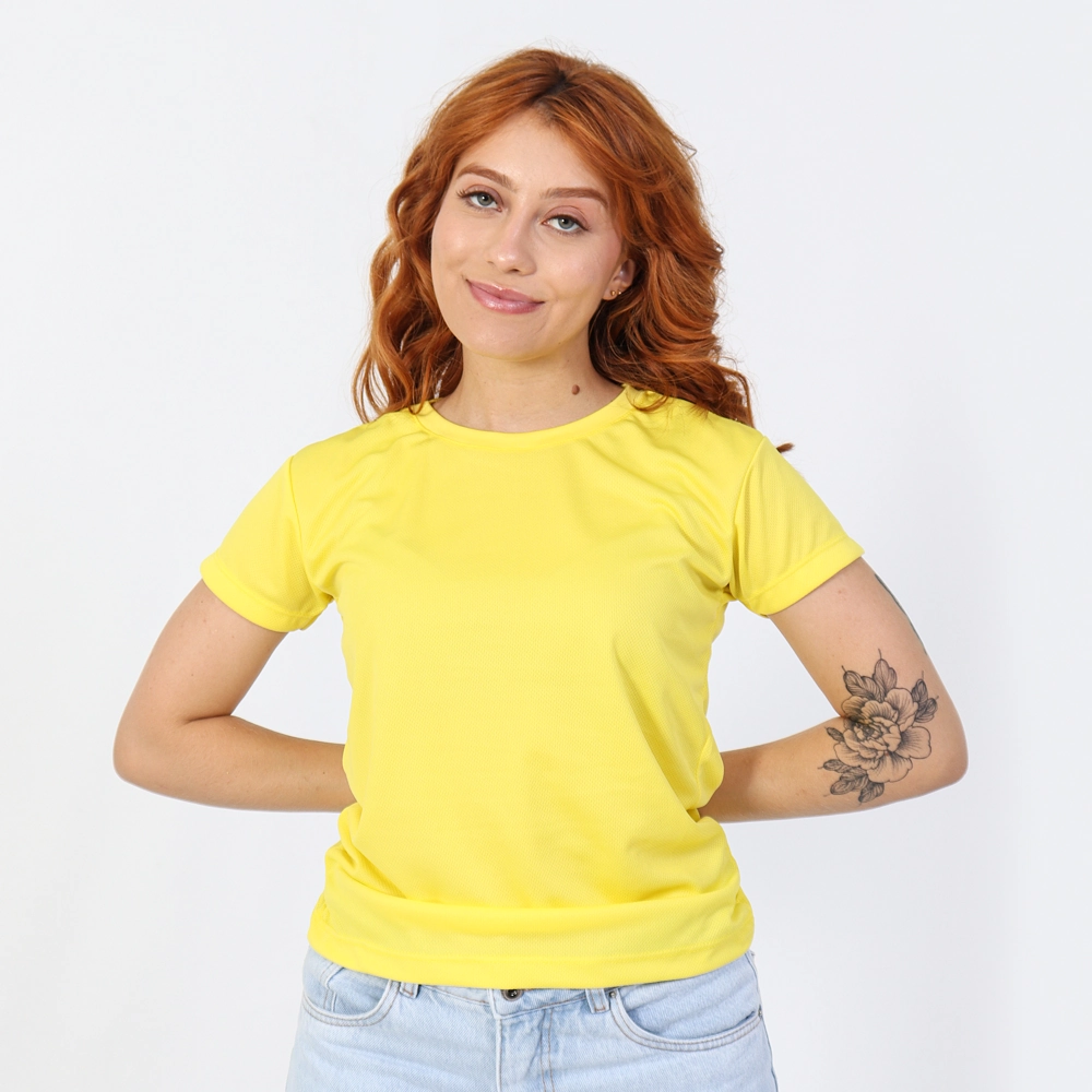 Camiseta Dry Fit Feminina Cor Amarelo Tamanho Gg