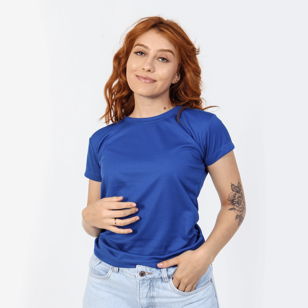 Camiseta Dry Fit Feminina Cor Azul Tamanho G
