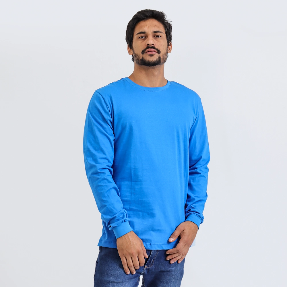Camiseta Masculina Manga Longa Masculina Cor Azul Tamanho G