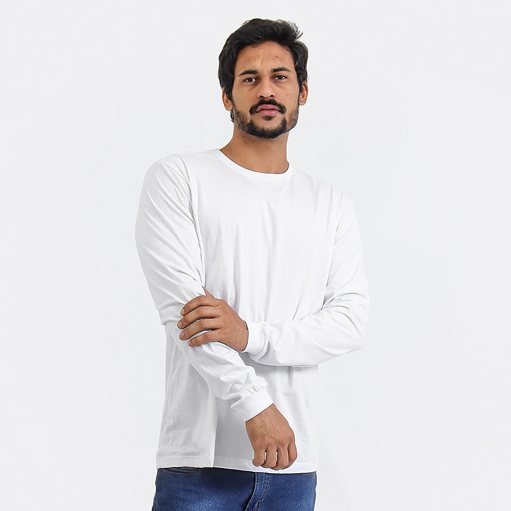 Camiseta Masculina Manga Longa Masculina Cor Branca Tamanho P