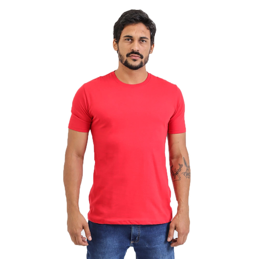 Camiseta Masculina Básica Lisa Cor Vermelha Tamanho Gg