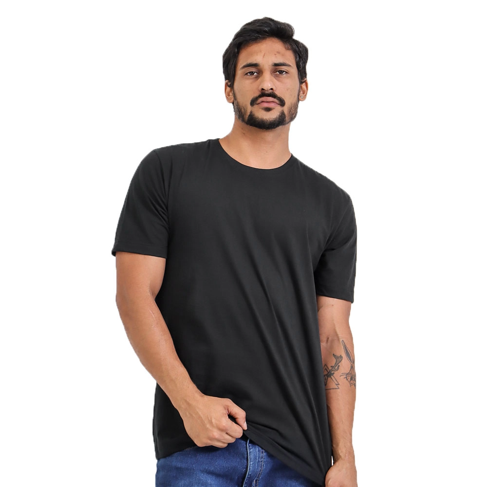 Camiseta Masculina Básica Lisa Cor Preto Tamanho M