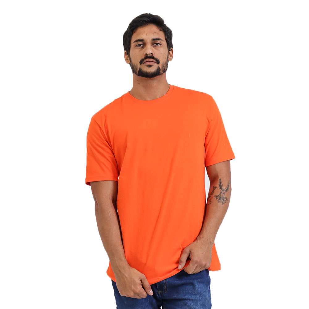 Camiseta Masculina Básica Lisa Cor Laranja Tamanho P