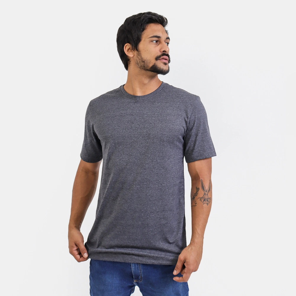 Camiseta Masculina Básica Lisa Cor Chumbo Tamanho Gg