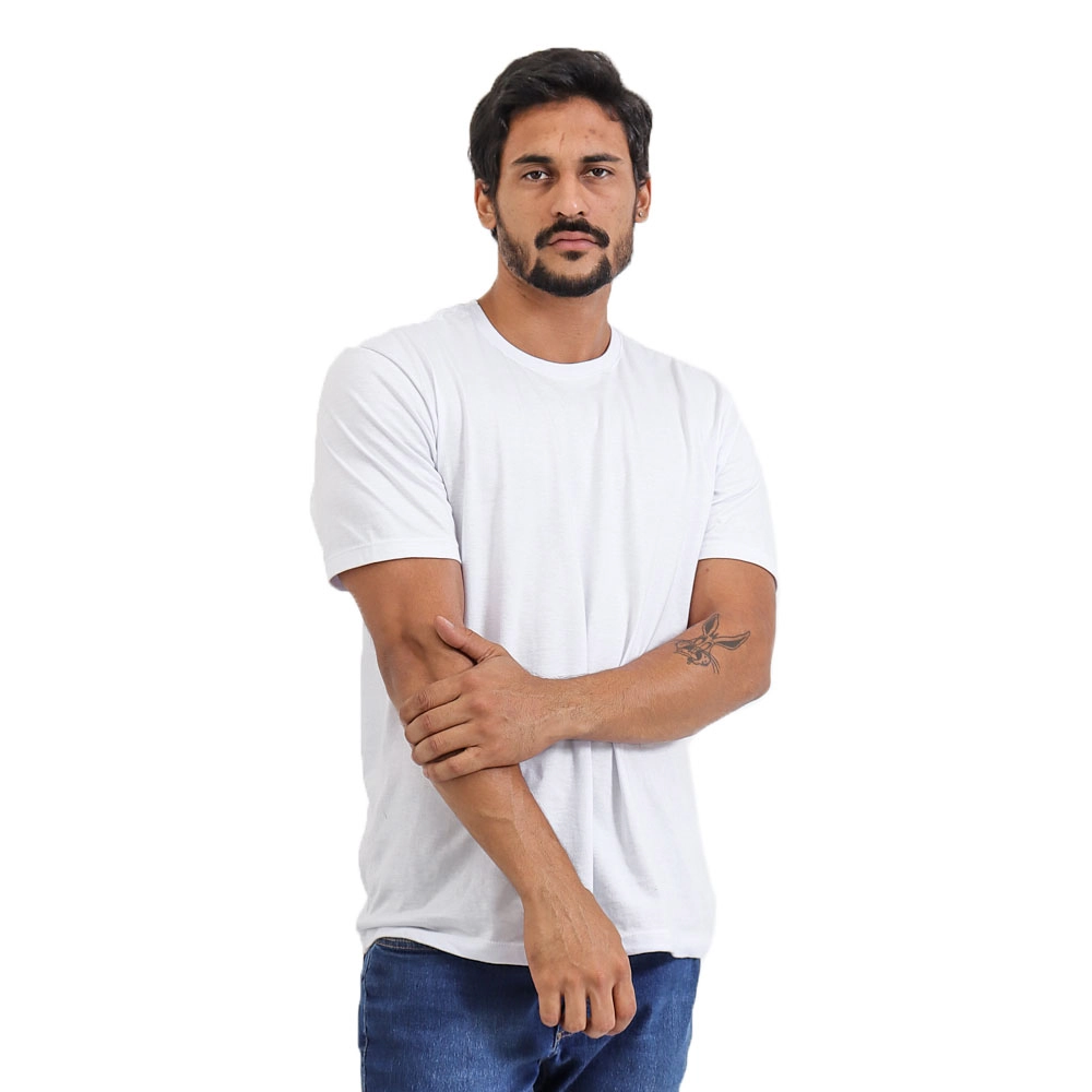 Camiseta Masculina Básica Lisa Cor Branco Tamanho Gg