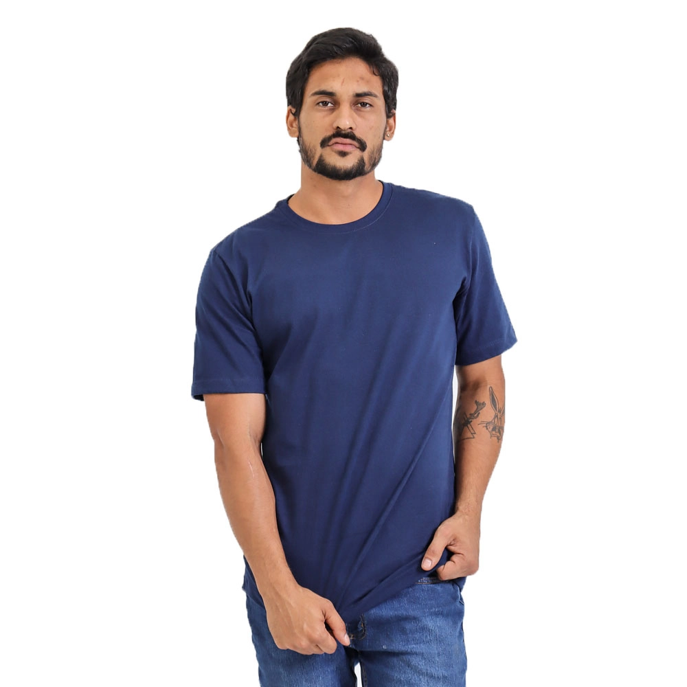 Camiseta Masculina Básica Lisa Cor Azul Marinho Tamanho Gg