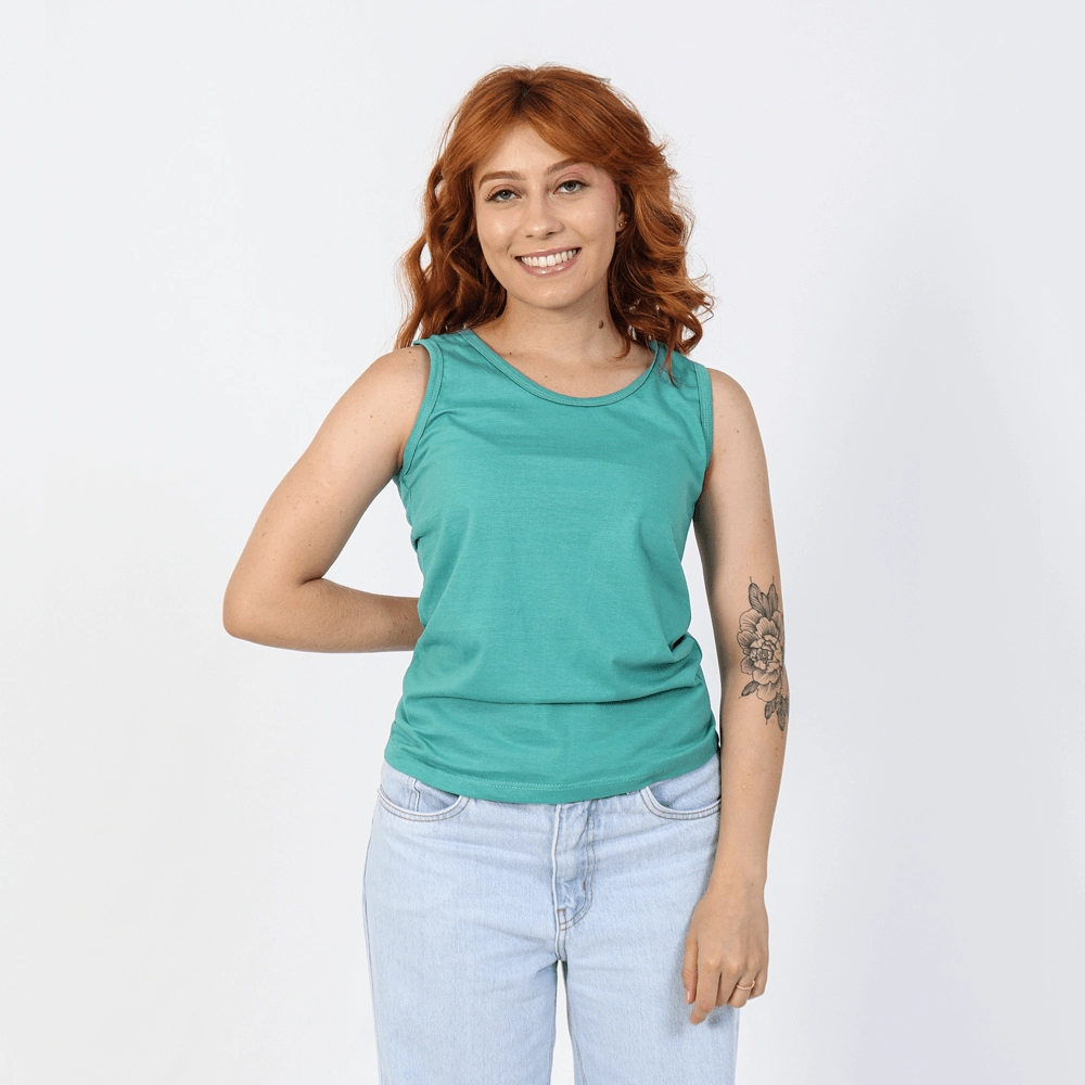 Regata Feminina Básica Cor Verde Tamanho Gg