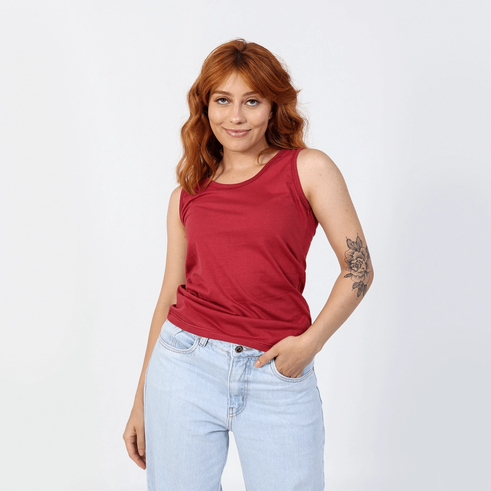 Regata Feminina Básica Cor Vermelho Tamanho G