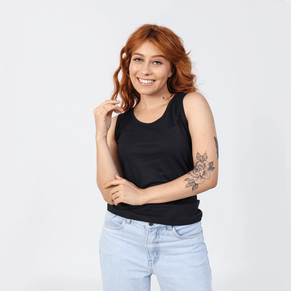 Regata Feminina Básica Cor Preta Tamanho Gg
