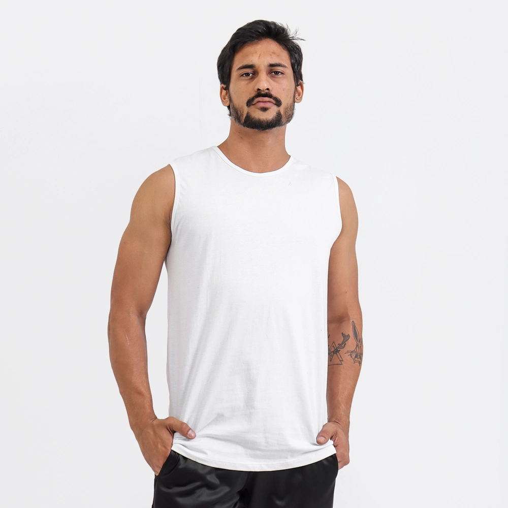 Camiseta Regata Masculina Básica Cor Branca Tamanho Gg