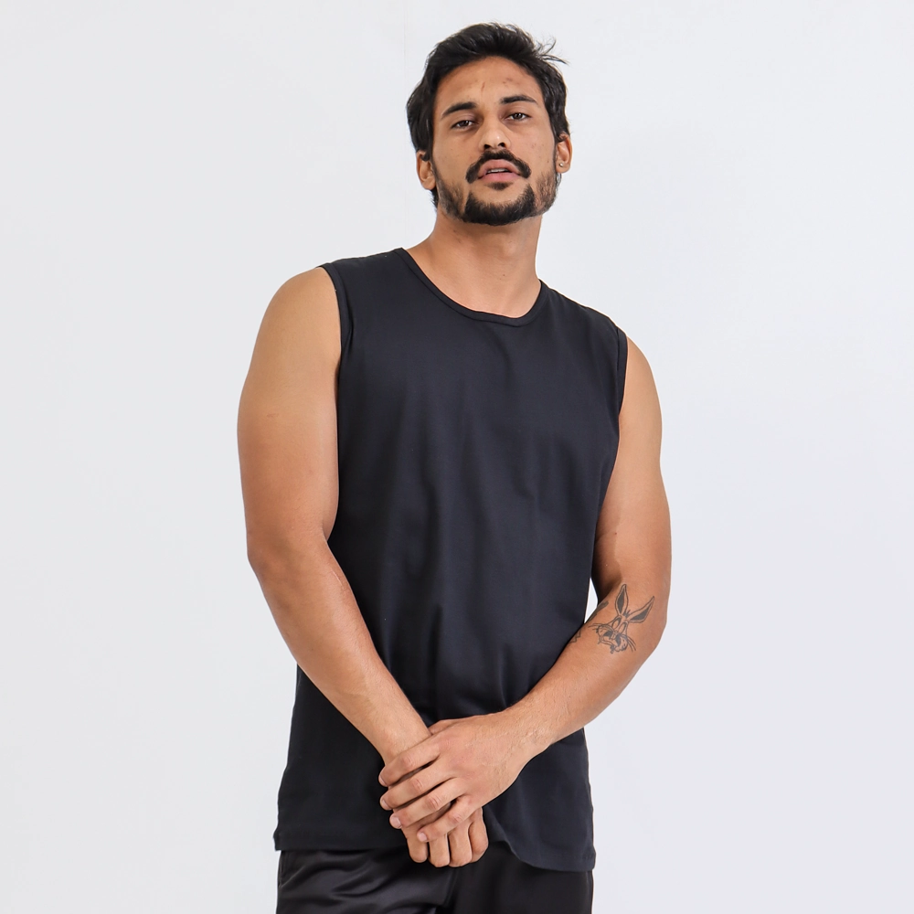 Camiseta Regata Masculina Básica Cor Preta Tamanho G