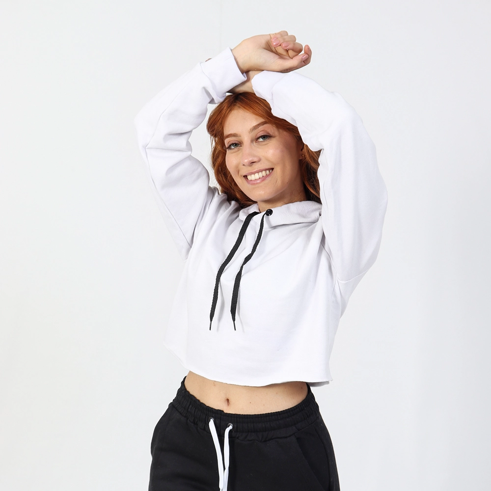 Cropped Feminino De Moletom Cor Branca Tamanho G