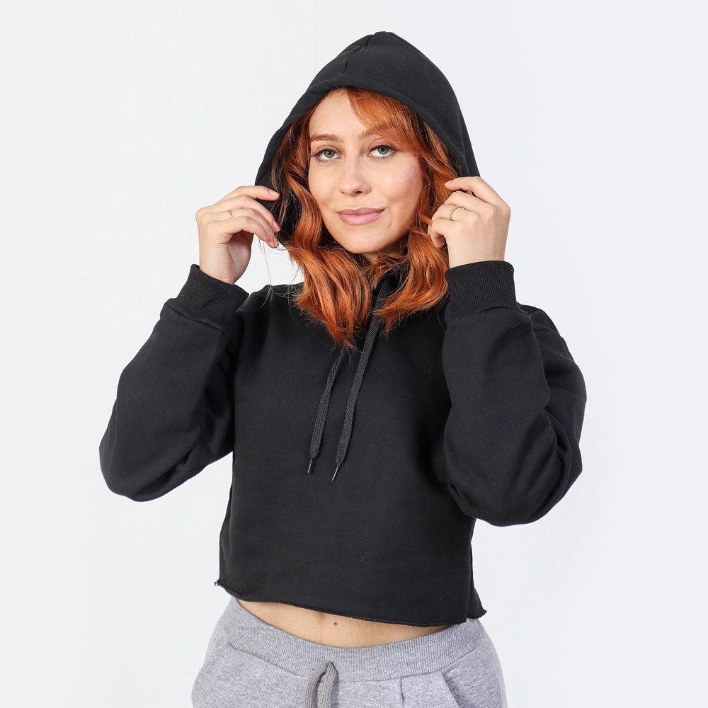 Cropped Feminino De Moletom Cor Preta Tamanho G