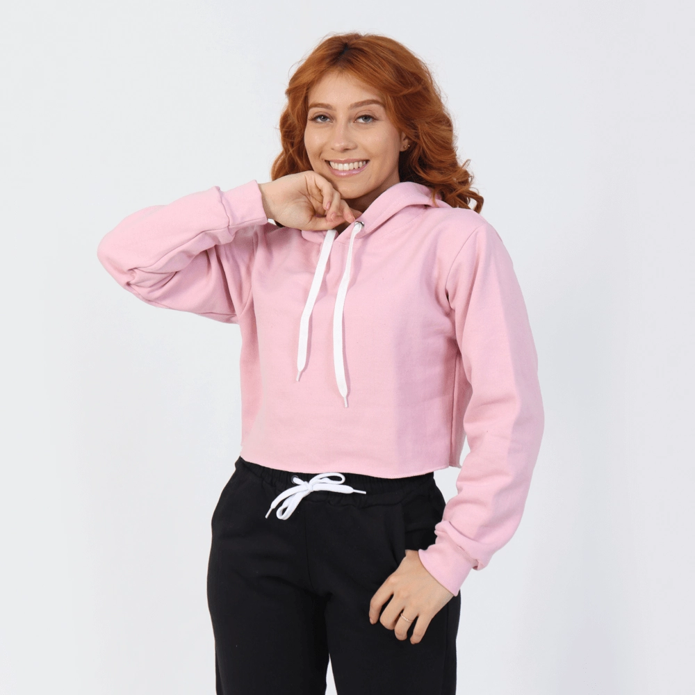 Cropped Feminino De Moletom Cor Rosa Tamanho G