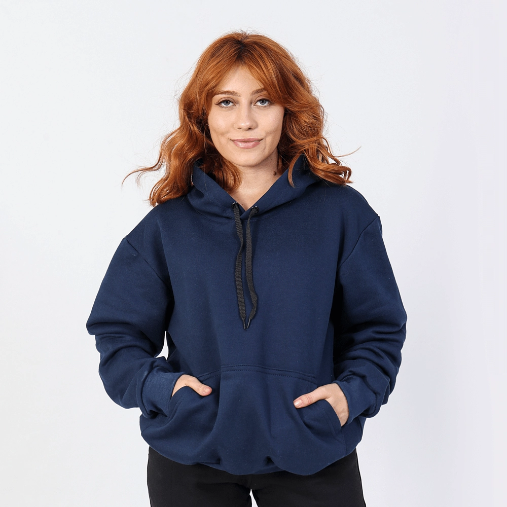 Moletom Feminino Canguru Cor Azul Tamanho M