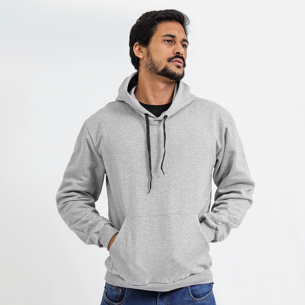 Blusa De Moletom Masculino Canguru Cor Cinza Tamanho M