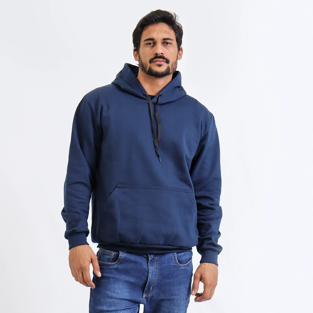 Blusa De Moletom Masculino Canguru Cor Azul Tamanho Gg