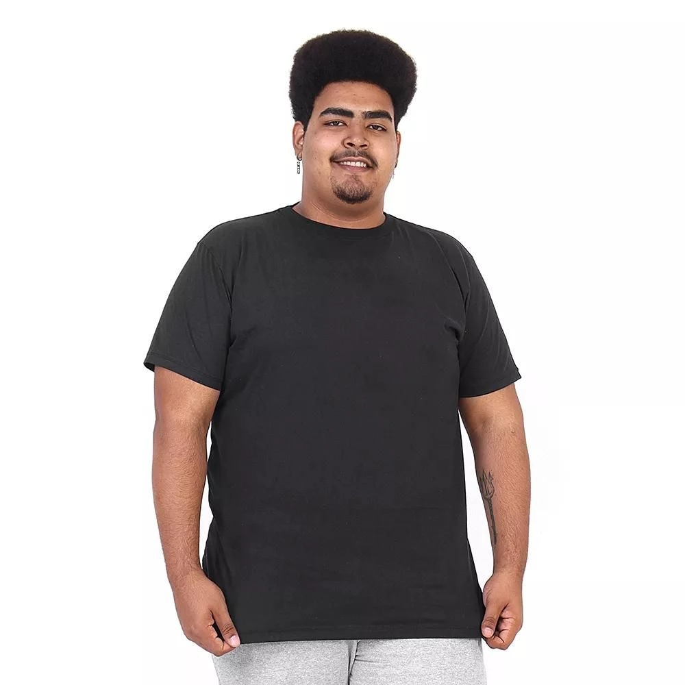 Camiseta Masculina Básica Plus Size Cor Preta Tamanho G3