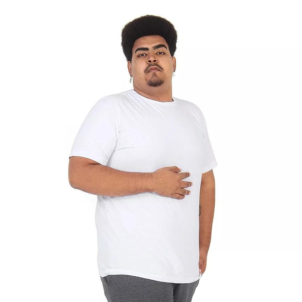 Camiseta Masculina Básica Plus Size Cor Branca Tamanho G4