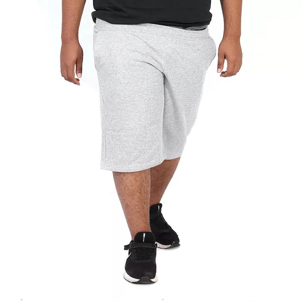 Bermuda Moletom Masculina Básica Plus Size Cor Cinza Tamanho G