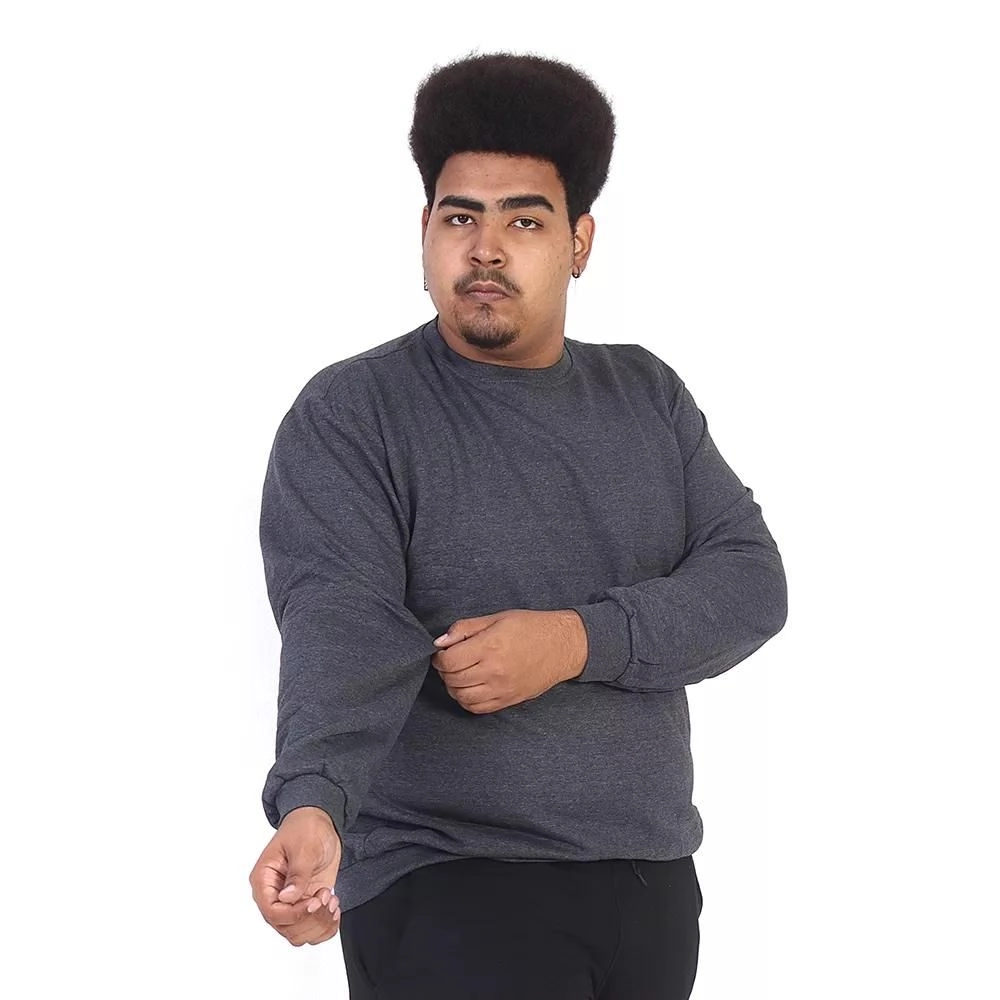 Blusa Masculina Gola Careca Plus Size Cor Grafite Tamanho G3