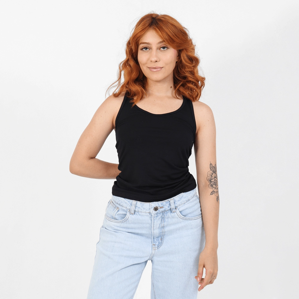 Camiseta Regata Feminina Viscolycra Cor Preta Tamanho P
